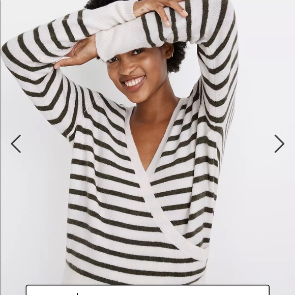 Madewell Wrap-Front Sweater in Elthorne Stripe - Picture 2 of 13